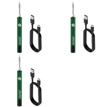 3X 510 Thread Soldering Iron Kit 3-Gear Adjustable Voltage with Soldering Iron Tip 650mAh USB Rechargeable Green