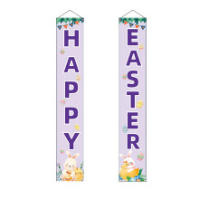 Konijn Paarse Paasspreuken Buiten Polyester Vlag