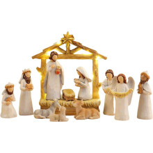 Presepe di Natale in resina con Sacra Famiglia, 12 pezzi