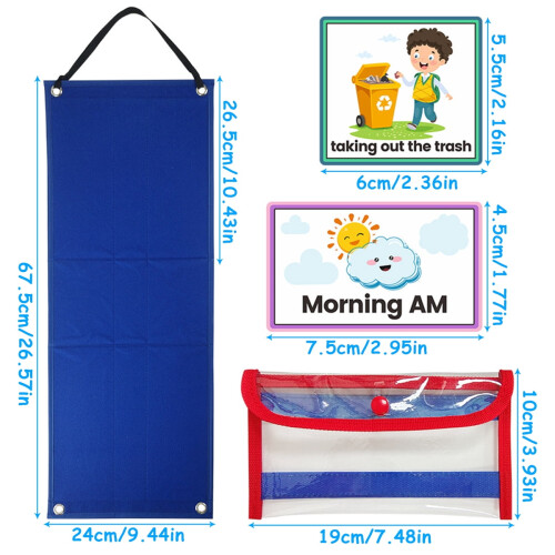 Kids Visual Schedule Planner with 70 Magnetic Cards 2