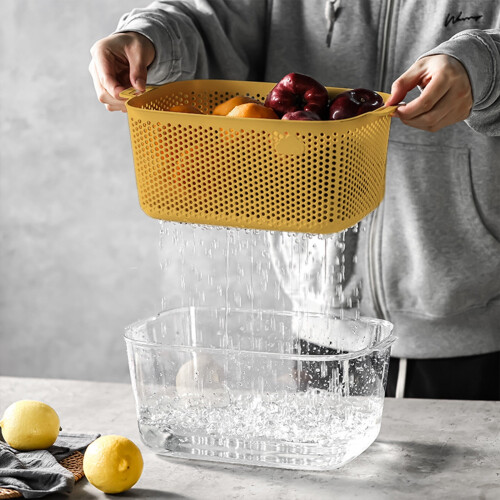 Drain Basket with Cover Yellow 1-set