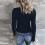 Γυναικείο T-shirt Henley με μακριά μανίκια και ριμπ ύφανση, στενή γραμμή 5