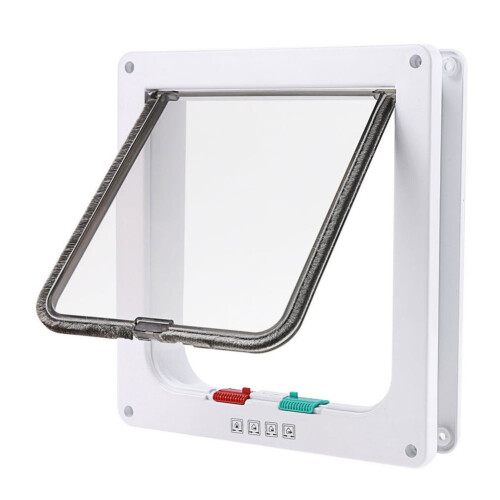 Cat Door for Thin Windows and Sliding Doors with 4-Way Lock