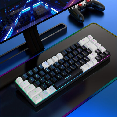 Hxsj 68-key RGB backlit wired gaming keyboard USB-C thin 1