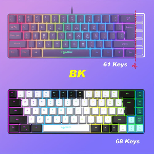 Hxsj 68-key RGB backlit wired gaming keyboard USB-C thin 2