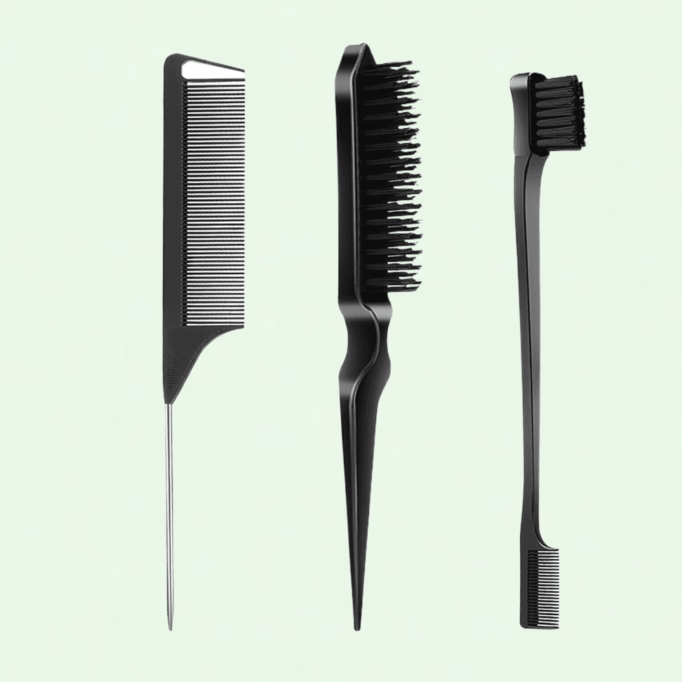 Hair Brush Set with Edge Brush Bristle Brush Rat Tail Comb