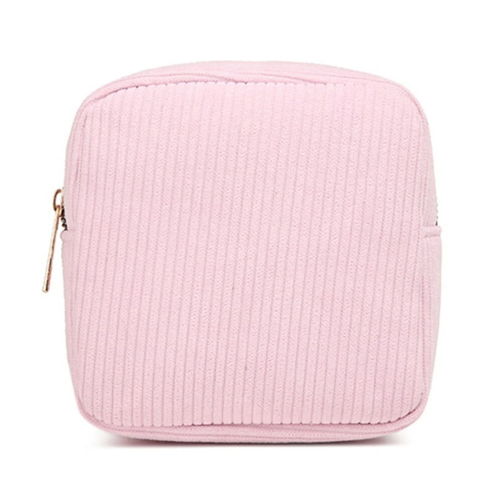 Women's corduroy makeup bag solid color zippered 1 piece
