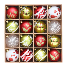Christmas Ball Ornaments Red White Gold 12 pcs 6cm