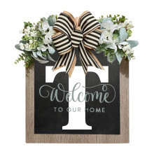 ¡Liquidación! Corona con el apellido CICRKHB, decoración de puerta estilo granja de 26 letras con lazo, colgador exterior para primavera y todo el
