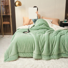 Melkfluwelen lamswollen deken, queensize, groen