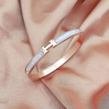Titanium steel bracelet with H charm rose gold
