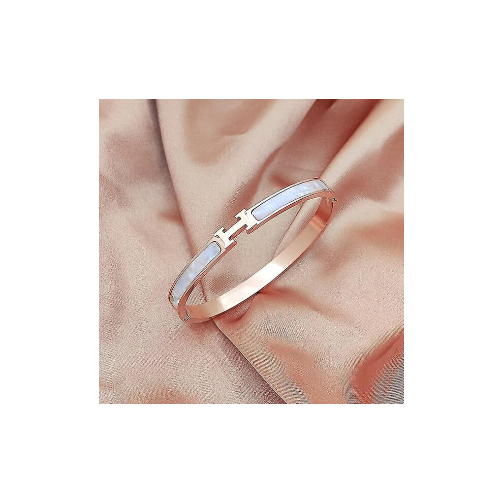 Titanium Steel Bracelet With H Charm Rose Gold 962029765875