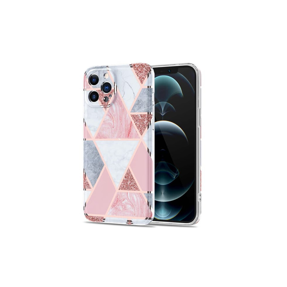 Iphone 12 Pro Max Case Grid Compatible Marble Pink 962029416821