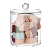 Ensemble de pots en plastique transparent Baetikot 40 OZ pour boules de coton, cotons-tiges, disques et fil dentaire - Organisateur de rangement pour