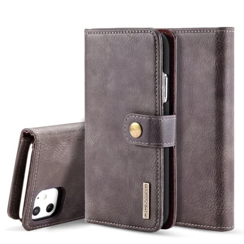 iPhone 11 Wallet Case with Magnetic Closure Grey