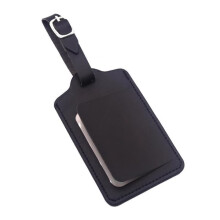 Black leather address tag for suitcase 1 piece