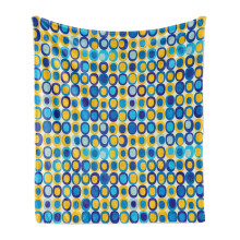 Flannel fleece throw blanket yellow blue grid pattern