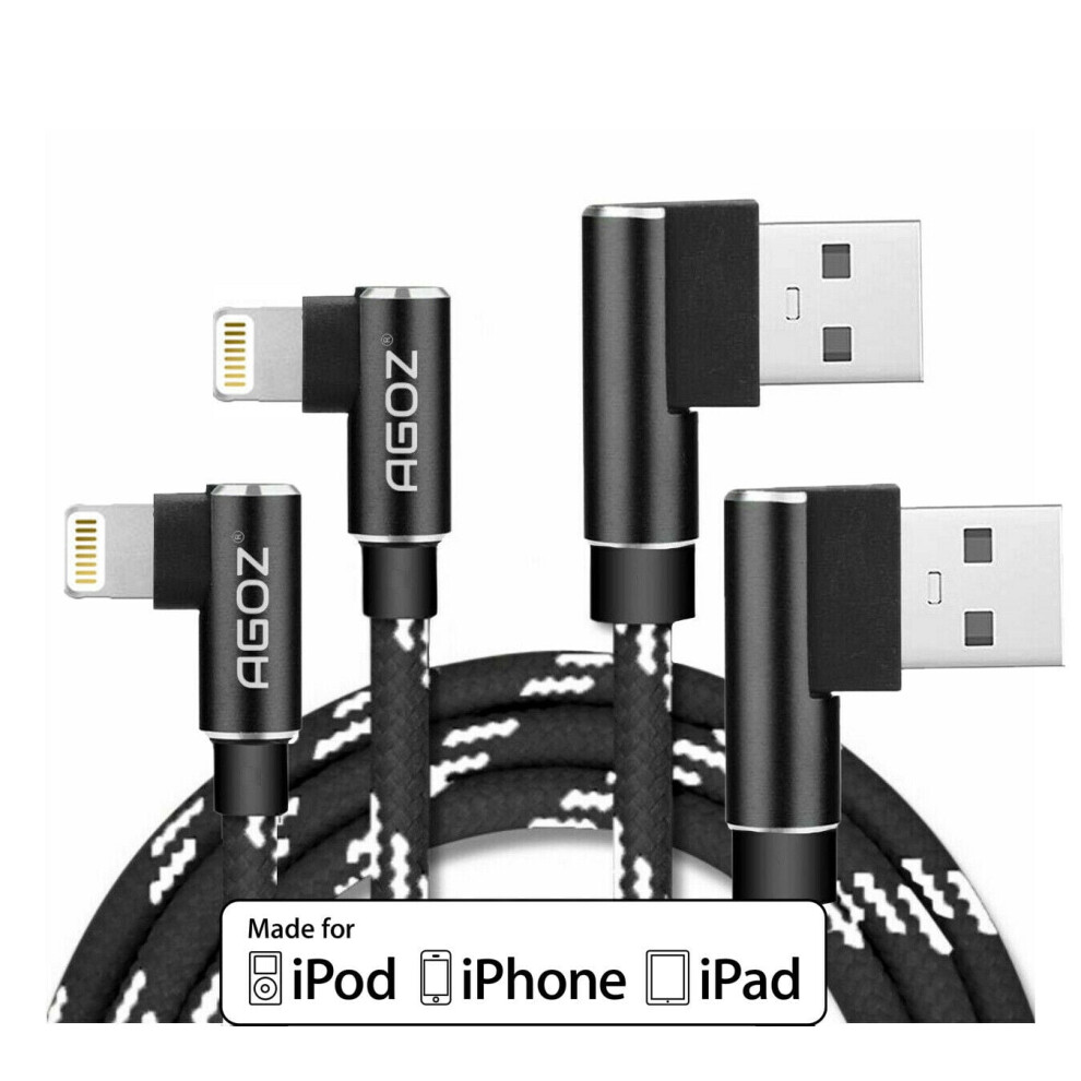 Agoz Lightning Cable 6Ft L-Shape 2-Pack Mfi Certified 940684188918
