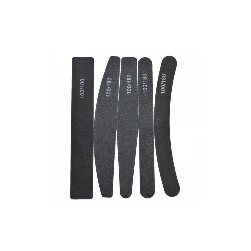 Double-Sided Nail Files Black 100/180 Grit 5Pcs 940684206391