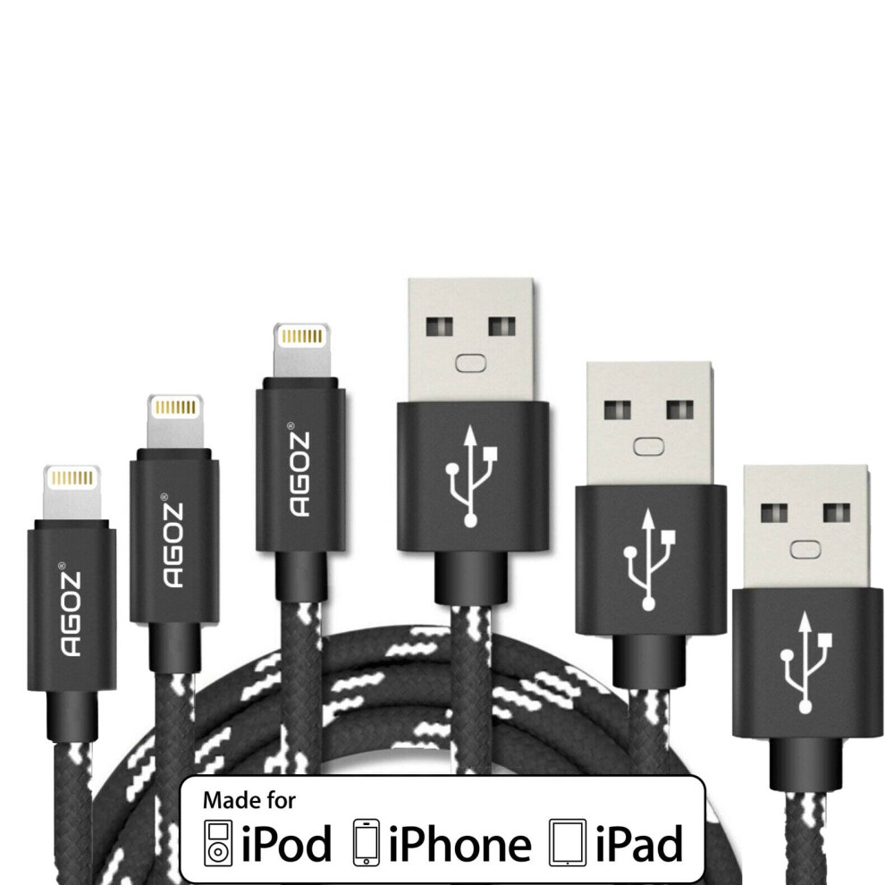 Agoz Mfi Lightning Cable 4Ft 3-Pack For Iphone 940684189090