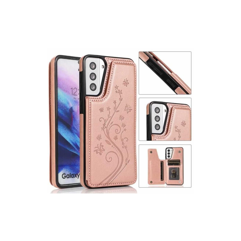 Samsung S21 Shockproof Flip Case With Card Holder, Rose 940684198993