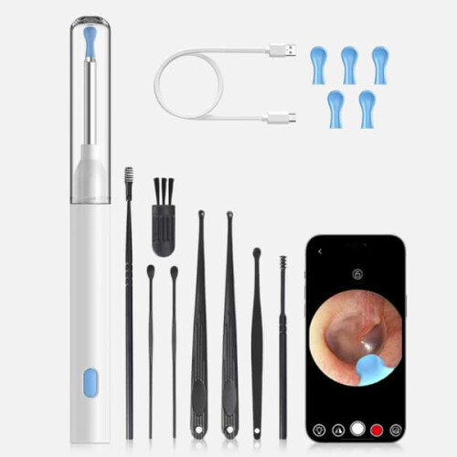 Smart ear cleaner with camera wireless white