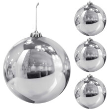 Changmaius plastic Christmas balls silver 4 pcs 5.9 inch