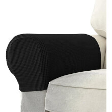 Armchair Armrest Covers Black Stretch Fit 2-Pack