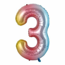 Number Balloon Multicolor Rainbow 102 cm Pack of 3