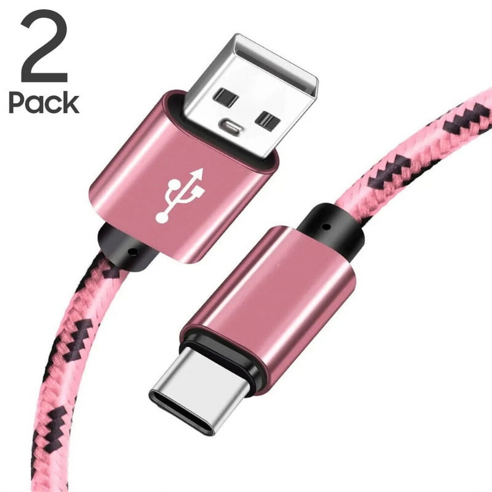 Afflux Braided Usb-A To Usb-C Cable 3Ft 2 Pack Pink 940684190973