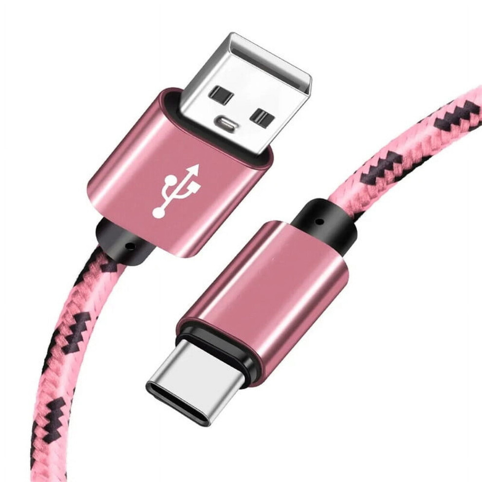 Afflux Braided Usb-A To Usb-C Cable 10Ft Pink 940684191154