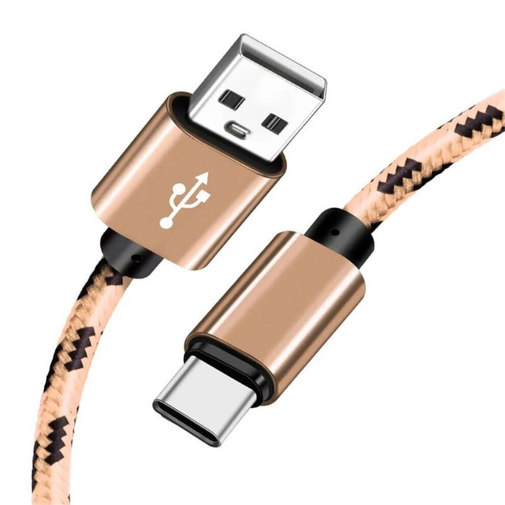 Afflux Braided Usb-A To Usb-C Charging Cable 10 Ft Gold 940684191123