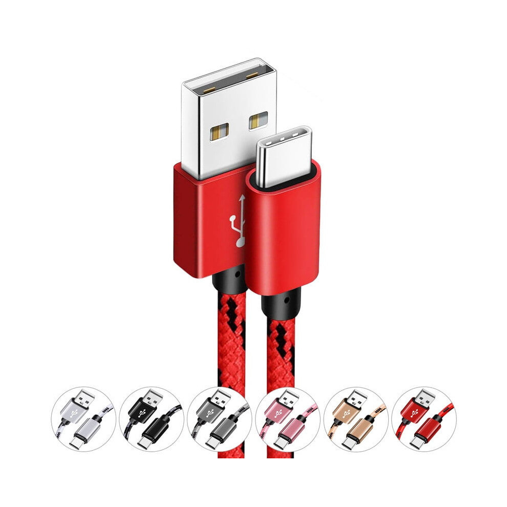 Afflux Braided Usb-A To Usb-C Cable 10Ft Red 940684191185