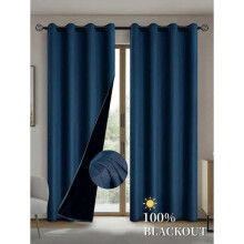 Blackout Curtain Navy Blue 100x200cm Insulated Lining