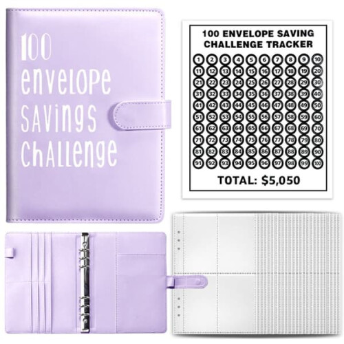 100 Days Envelope Challenge Binder Purple