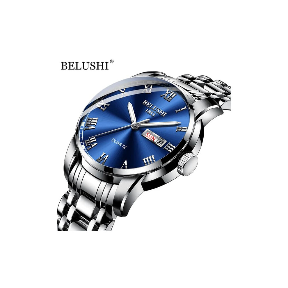 Belushi Men's Quartz Wristwatch Steel Silver/Blue 962029759386