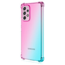 Kompatibel med Samsung Galaxy A23 5G - Snyggt tunt silikonskal rosa/grönt