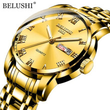 BELUSHI men's quartz watch stainless steel golden 42mm