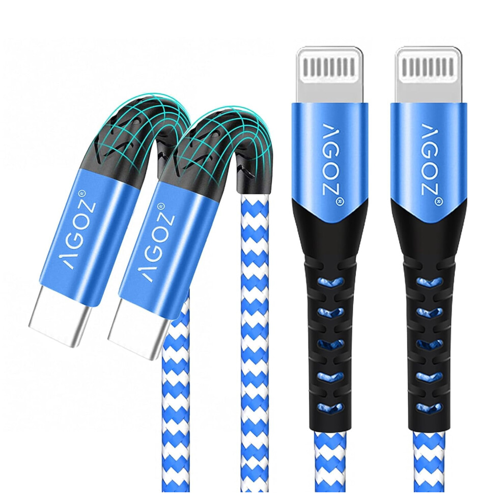 Lightning To Usb-C Cable 6Ft 2 Pack Mfi Certified Blue 940684190713
