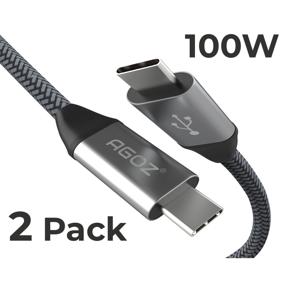 Agoz Usb-C To Usb-C Cable 100W 5A 2-Pack 10Ft 940684190416