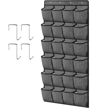 Shoe Storage Rack Behind Door Black Linen 24 Compartments