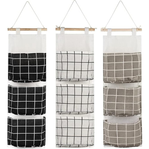 Hanging Storage Bag Premium Fabric 3-Pack 3-Compartment