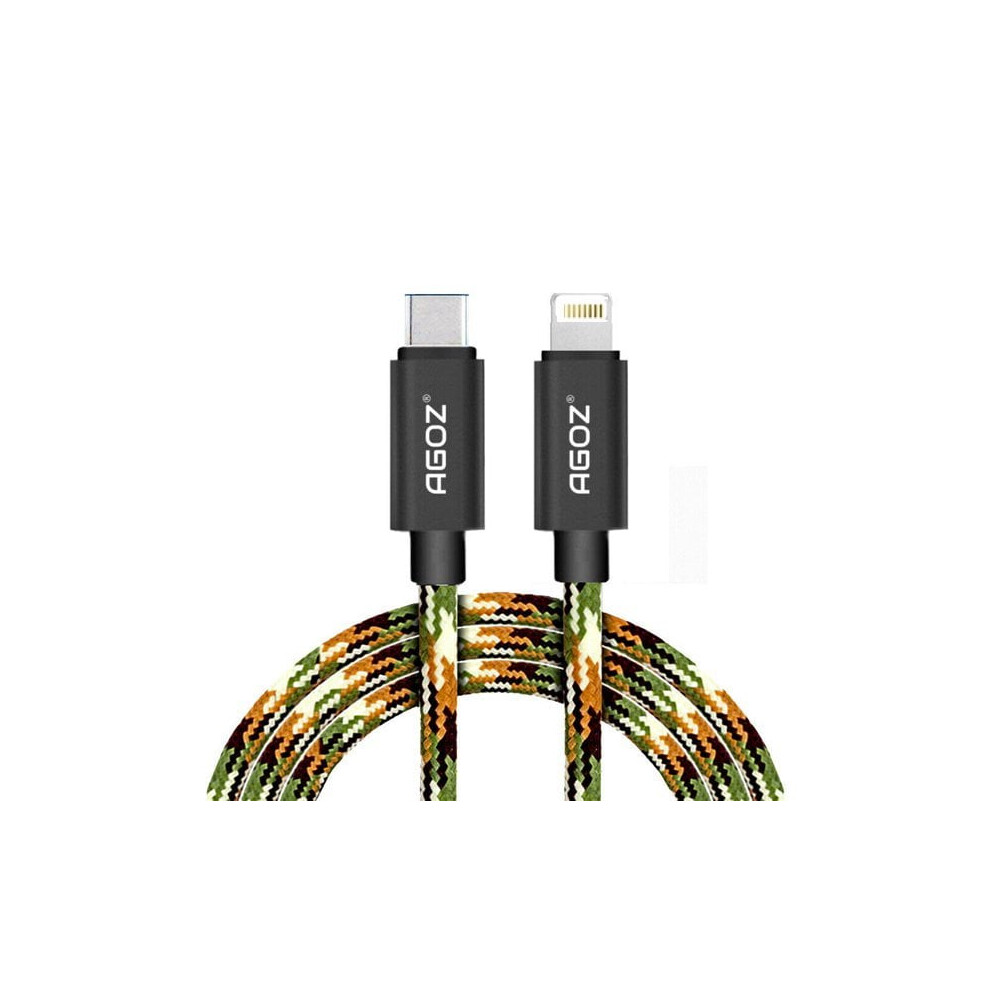 Agoz 6Ft Camo Iphone To Usb-C Cable Fast Charger 940684189144