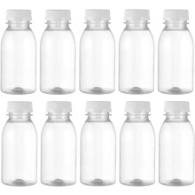 Milk Bottles with Lids Transparent Plastic 250ml 10pcs