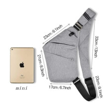 Anti-Theft Crossbody Chest Bag Gray 1 Pack
