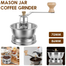Moulin à café manuel AEVXKHI avec manivelle, en acier inoxydable, amovible pour bocaux Mason à large ouverture