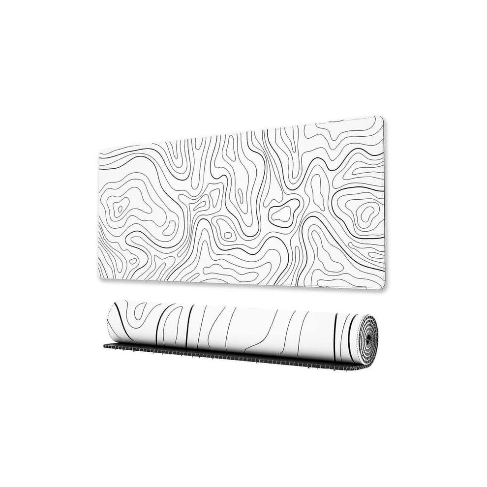 Gaming Mouse Pad Topographic Map Xl Non-Slip White 940684210022