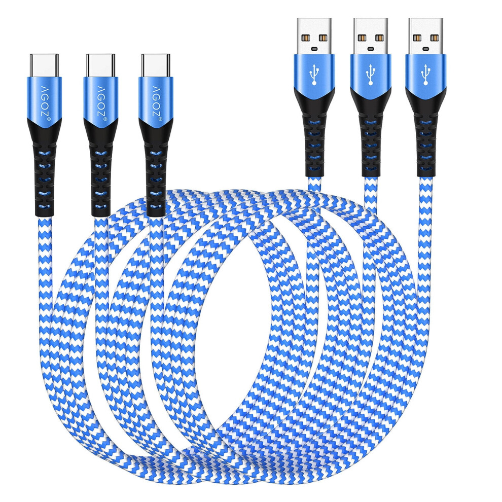 Agoz Usb-C Fast Charging Cable 3-Pack 6Ft Blue 940684189717