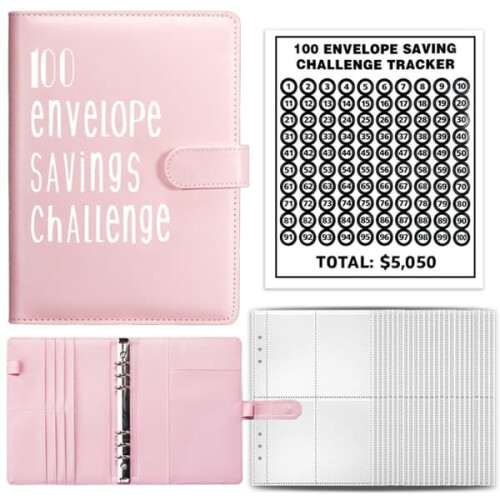 100 Days Envelope Challenge Binder Pink