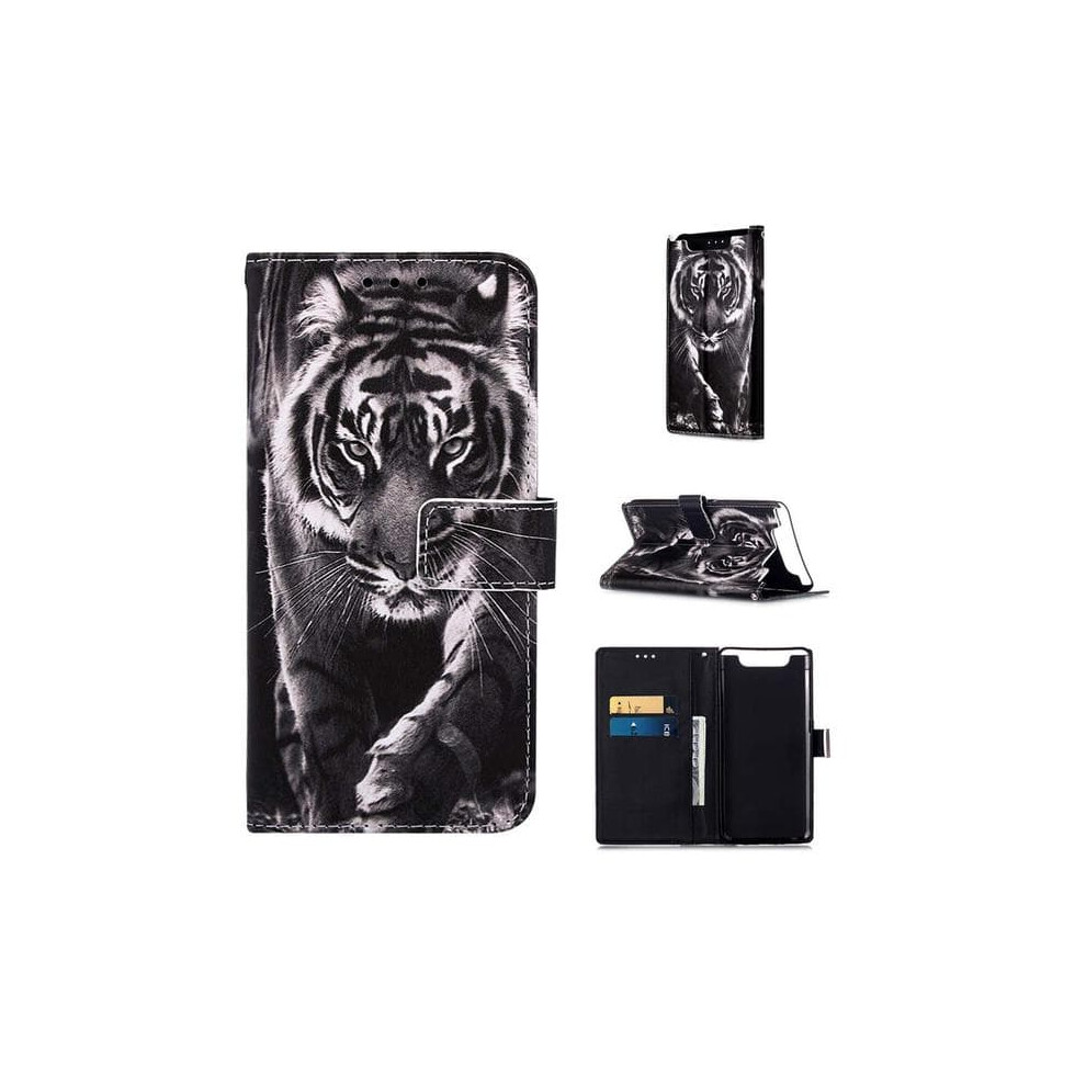 Wallet Case For Samsung Galaxy A80 Tiger Design Black/White 940684200030